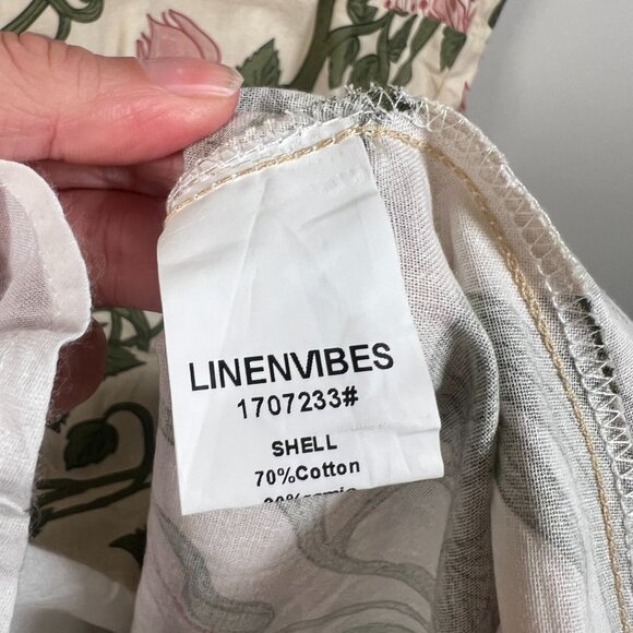 Linen Vibes Midi Shirt Dress Medium Vintage Floral Retro Button Front Garden - Picture 13 of 15